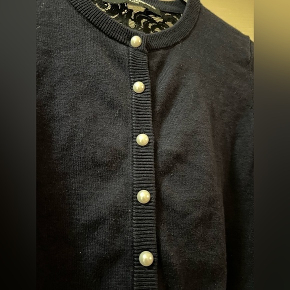 ⚫️ BOGO Karl Lagerfeld women’s lace blouse with pearl like buttons size small - Picture 2 of 4